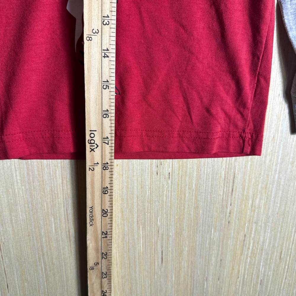 Nike T Shirt Kids Size 7 Red Grey Football Graphic Layered Long Sleeve Tee - Picture 6 of 10